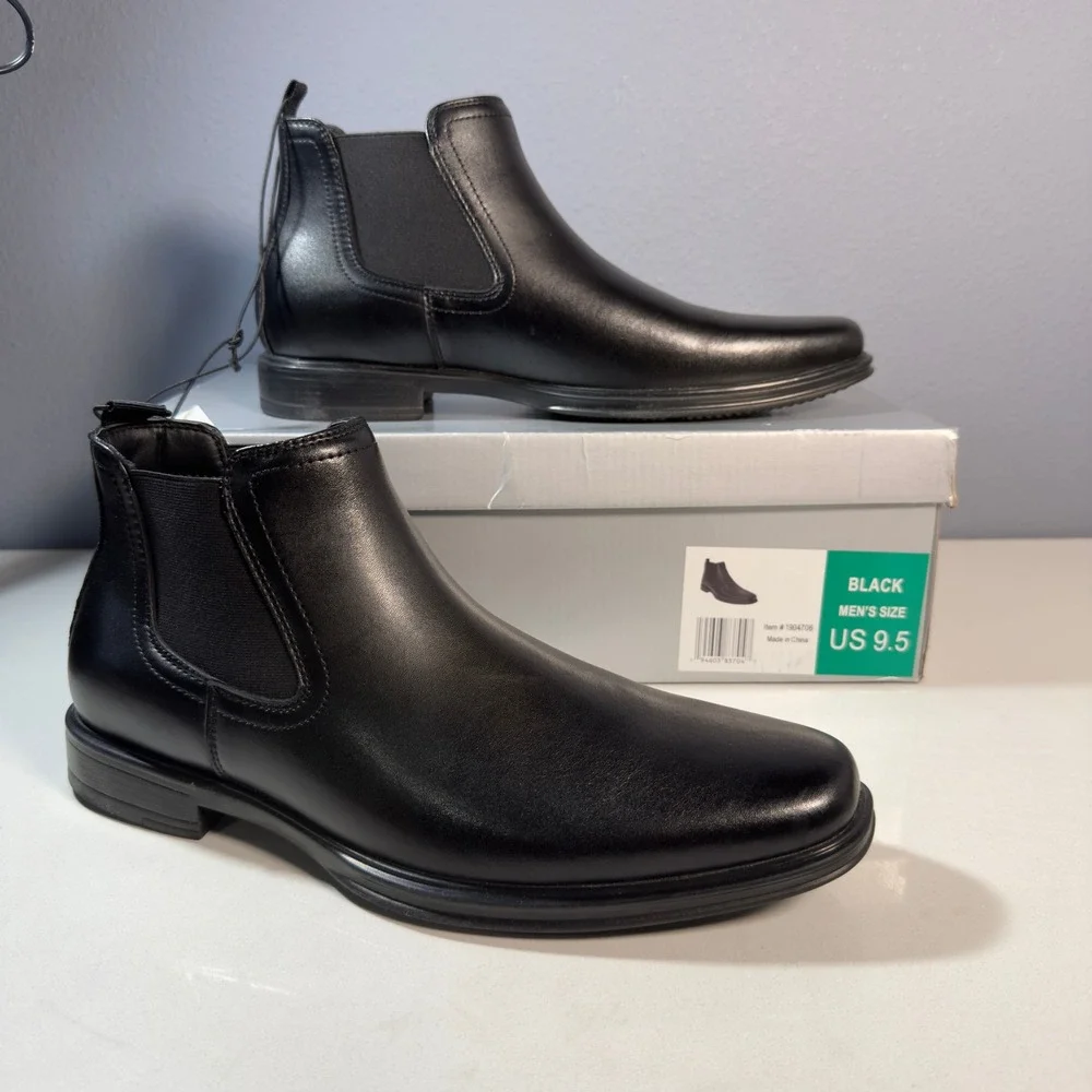 Perry Ellis Chelsea Boot Mens 9.5 Black NEW Leather Portfolio Dress Ankle